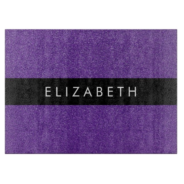Purple Glitter, Glitter Background, Your Name Cutting Board (Front)