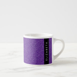 Purple Glitter, Glitter Background, Your Name Espresso Cup
