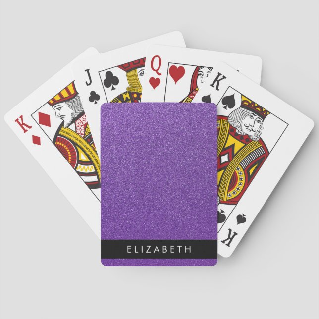 Purple Glitter, Glitter Background, Your Name Playing Cards (Back)