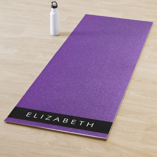 Purple Glitter, Glitter Background, Your Name Yoga Mat (In Situ)