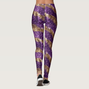 Purple Glitter Gold Sparkle Leggings