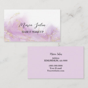 Purple glitter gold watercolor Business Card