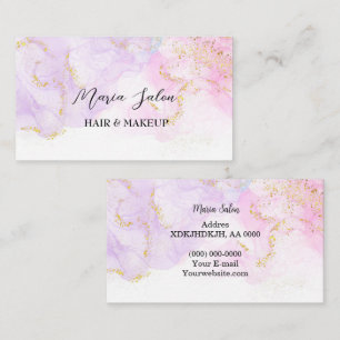 Purple glitter gold watercolor Business Card