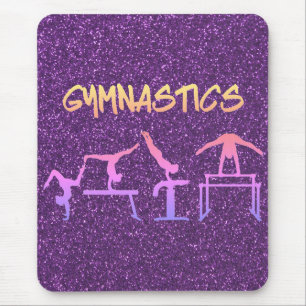 Purple Glitter Gymnastics Mouse Mat