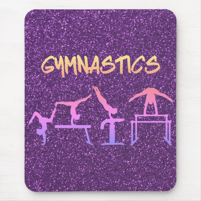 Purple Glitter Gymnastics Mouse Mat (Front)