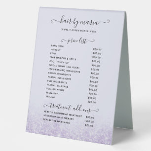 Purple Glitter Hair Salon Price List