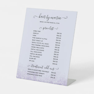 Purple Glitter Hair Salon Price List Pedestal Sign