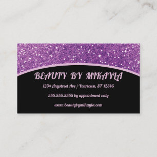 Purple Glitter Hair Style Nails Beauty Business Card