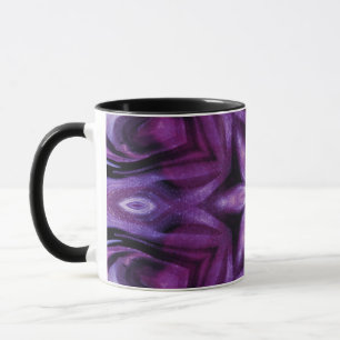 Purple Glitter Heart & Flower Kaleidoscope Pattern Mug