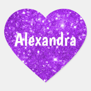 Purple Glitter Heart Heart Sticker