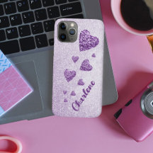 Purple glitter hearts lavender