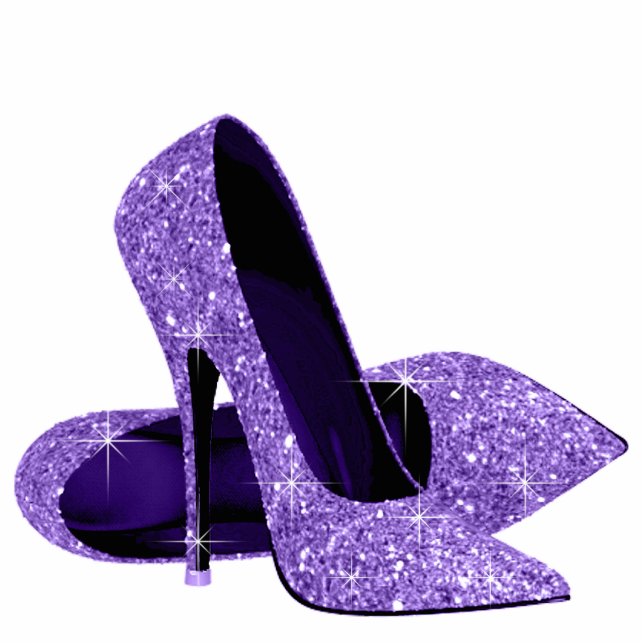 Purple Glitter High Heel Shoes Standing Photo Sculpture (Front)