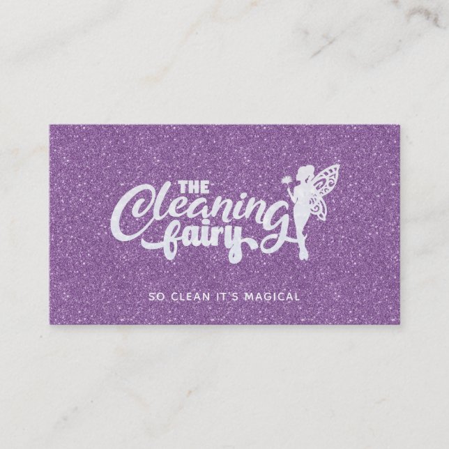 Purple Glitter House Cleaning Business Cards (Front)