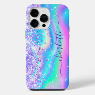 Purple Glitter Iridescent Glam Girly Signature iPhone 14 Pro Max Case