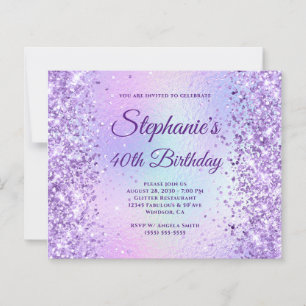 Purple Glitter Iridescent Rainbow 40th Birthday