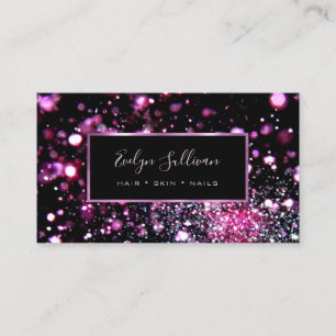 Purple glitter lights business card