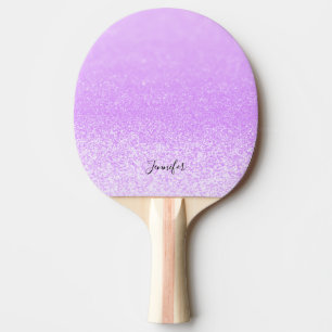 Purple Glitter Lights Personalised Ping Pong Paddle