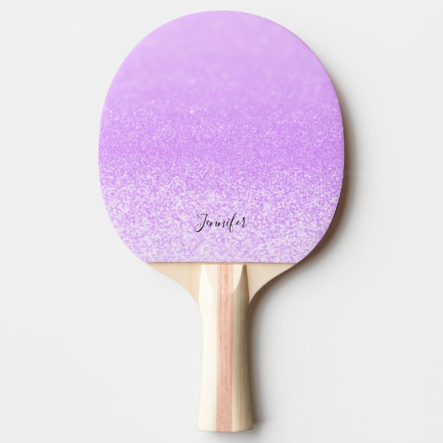 Purple Glitter Lights Personalised Ping Pong Paddle (Front)
