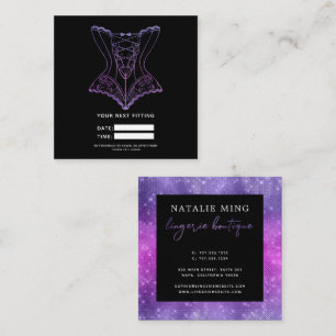 Purple Glitter Lingerie Boutique Next Fitting Appointment Card