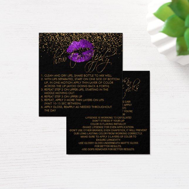 Purple Glitter Lip Sense Application Instructions (Desk)