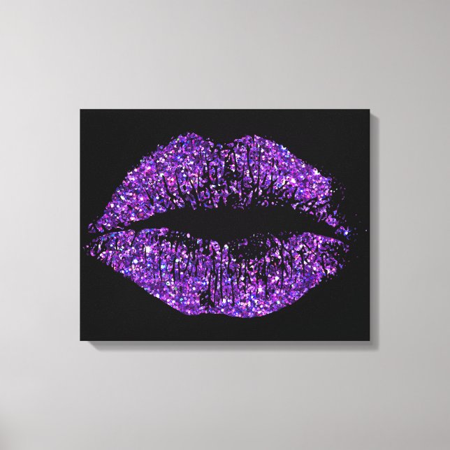 Purple Glitter Lips #2 Canvas Print (Front)
