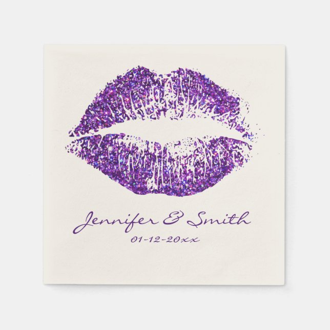 Purple Glitter Lips #2 Napkin (Front)