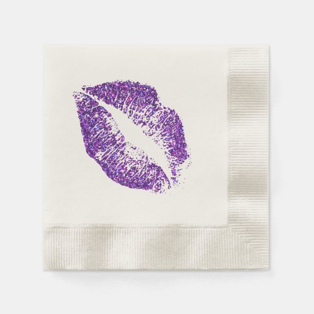 Purple Glitter Lips #3 Napkin (Front)