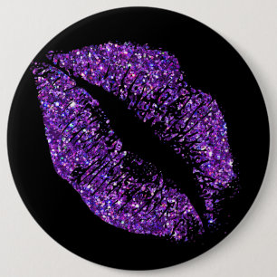 Purple Glitter Lips 6 Cm Round Badge
