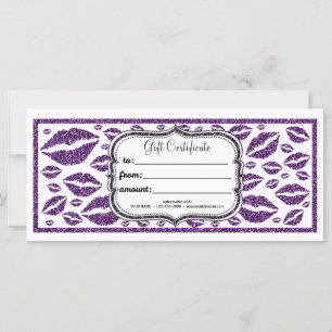 Purple Glitter Lips CUSTOM GIFT CERTIFICATE