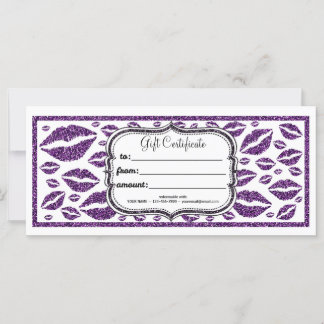 Purple Glitter Lips CUSTOM GIFT CERTIFICATE