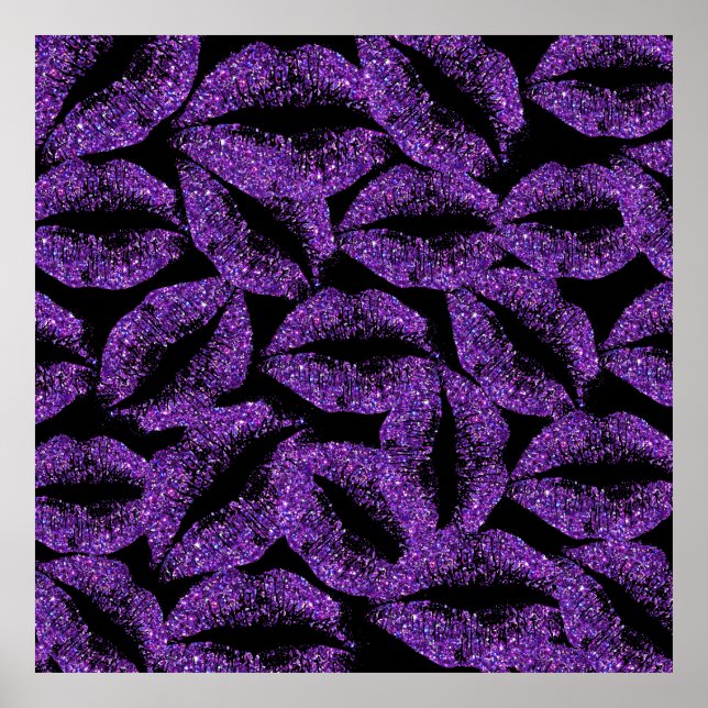 Purple Glitter Lips Poster (Front)
