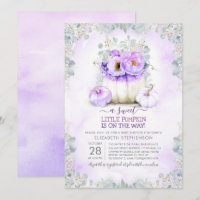 Purple Glitter Little Floral Pumpkin Baby Shower