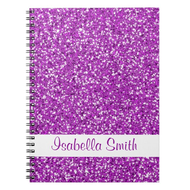 Purple Glitter Look-like And Name Notebook (Front)
