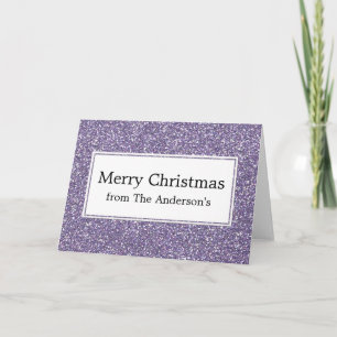 Purple Glitter Look Merry Christmas Card