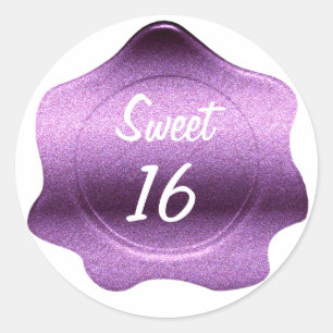 Purple Glitter Look Wax Seal Custom Sticker