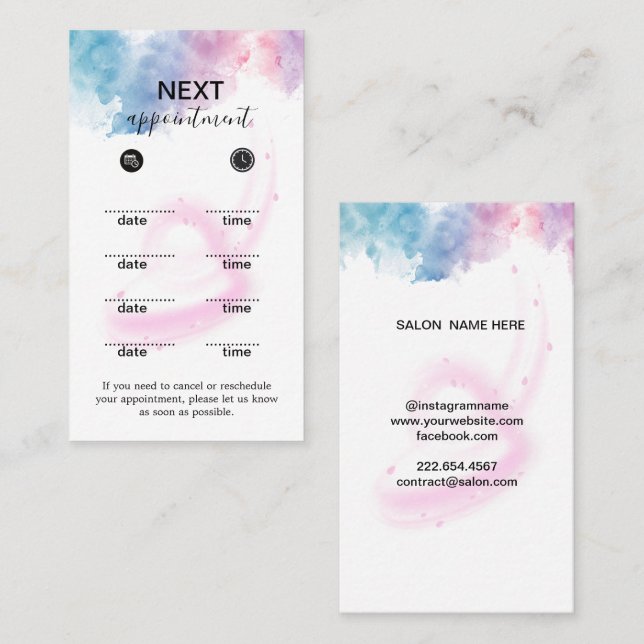 Purple Glitter Luxury Drip Salon  Appointment Card (Front/Back)