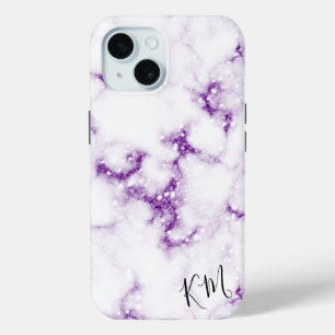 Purple Glitter Marble Personalised iPhone 15 Case