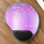 Purple Glitter Metal Monogram Name Gel Mouse Mat<br><div class="desc">Purple  Faux Foil Metallic Sparkle Glitter Brushed Metal Monogram Name and Initial Mousepad (Mouse Pad). This makes the perfect sweet 16 birthday,  wedding,  bridal shower,  anniversary,  baby shower or bachelorette party gift for someone that loves glam luxury and chic styles.</div>