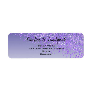 Purple Glitter Modern Gradient Return Address