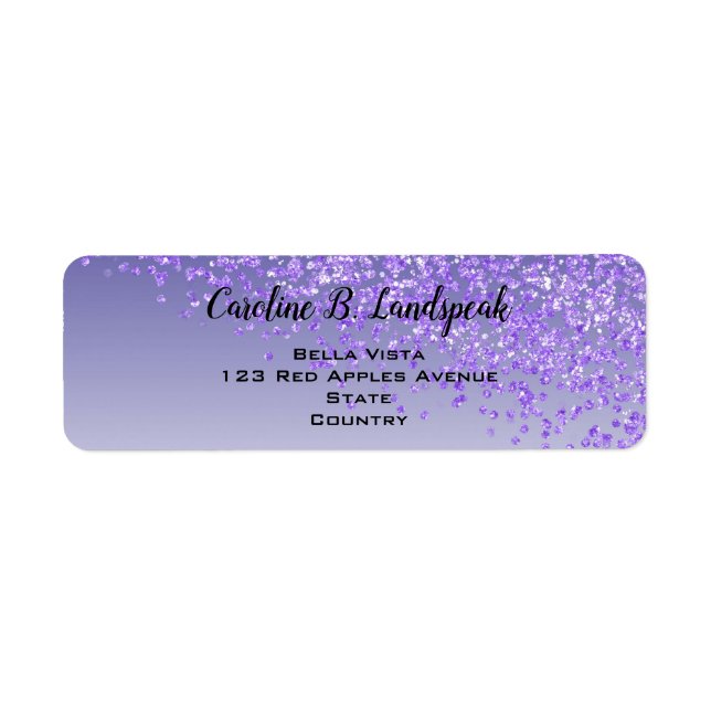 Purple Glitter Modern Gradient Return Address (Front)