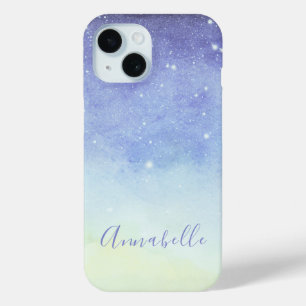  Purple Glitter Modern Minimalist Monogram iPhone 15 Case