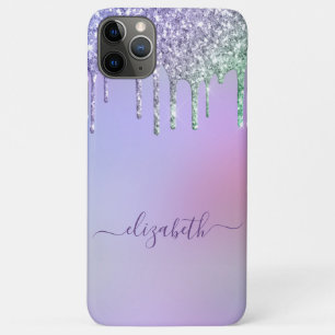 Purple Glitter Monogram iPhone 11 Pro Max Case