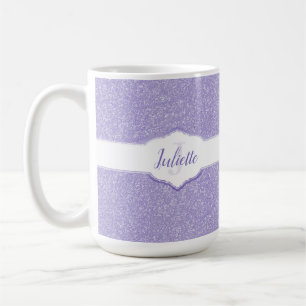 Purple Glitter Monogram Coffee Mug