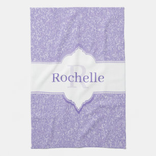 Purple Glitter Monogram Kitchen Towel