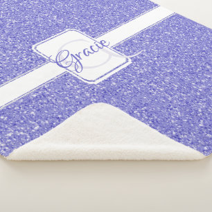 Purple Glitter Monogram Sherpa Blanket