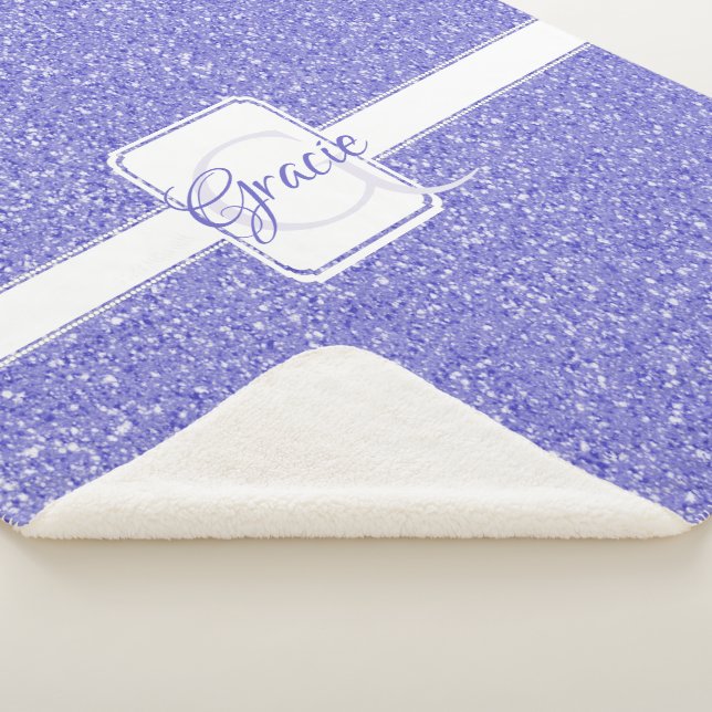 Purple Glitter Monogram Sherpa Blanket (3/4)