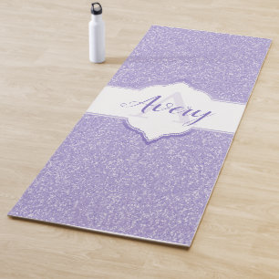 Purple Glitter Monogram Yoga Mat