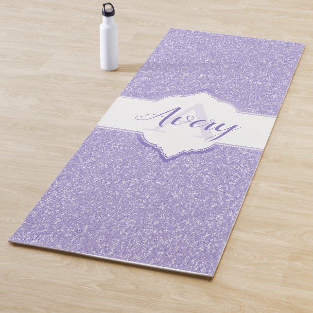 Purple Glitter Monogram Yoga Mat (In Situ)