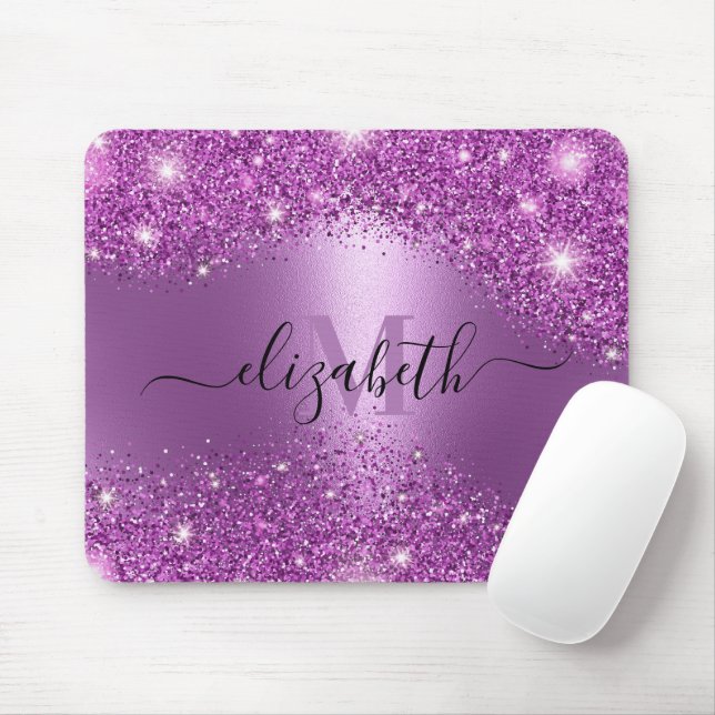 Purple Glitter Mouse Mat (With Mouse)