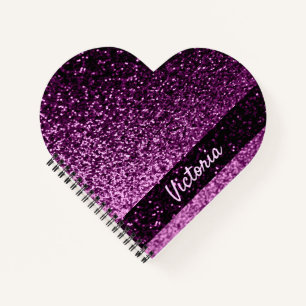 Purple glitter name girl notebook